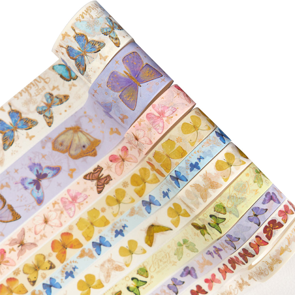 10 Rollen Adhesive Tape Hot Stamping Washi Tape Set (Butterfly Effect 05)
