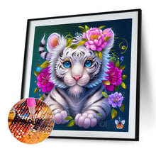 Load image into Gallery viewer, Flower And Little White Tiger 40*40CM (canvas) Full Round AB Drill Diamond Painting
