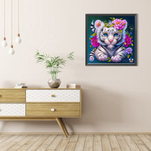 Load image into Gallery viewer, Flower And Little White Tiger 40*40CM (canvas) Full Round AB Drill Diamond Painting
