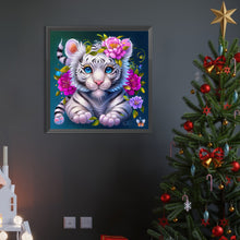 Load image into Gallery viewer, Flower And Little White Tiger 40*40CM (canvas) Full Round AB Drill Diamond Painting
