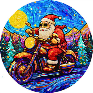 Santa Claus Riding A Motorcycle 40*40CM (canvas) Full Round AB Drill Diamond Painting