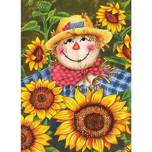 Scarecrow Among Sunflowers 40*55CM (canvas) Full Round AB Drill Diamond Painting