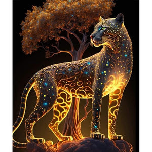 Glowing Leopard 50*60CM (canvas) Full Round AB Drill Diamond Painting