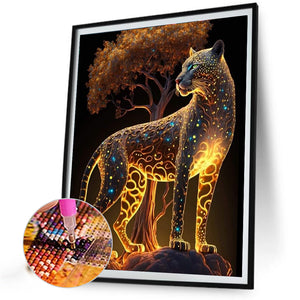 Glowing Leopard 50*60CM (canvas) Full Round AB Drill Diamond Painting