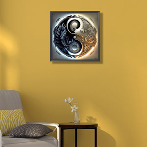 Yin And Yang Diagram Of Mythical Beasts 45*45CM (canvas) Full Round AB Drill Diamond Painting