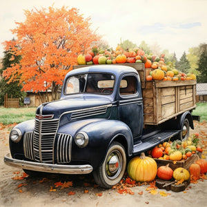 Country Pumpkin Classic Car 30*30CM (canvas) Full Round Drill Diamond Painting