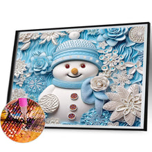 Load image into Gallery viewer, Snowman¡¤Blue 40*50CM (canvas) Partial Special-Shaped Drill Diamond Painting

