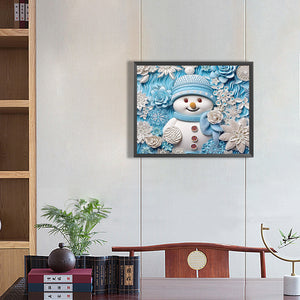 Snowman¡¤Blue 40*50CM (canvas) Partial Special-Shaped Drill Diamond Painting