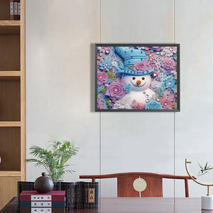 Snowman¡¤Purple 40*50CM (canvas) Partial Special-Shaped Drill Diamond Painting