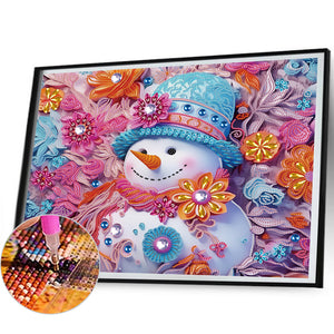 Snowman¡¤Powder 40*50CM (canvas) Partial Special-Shaped Drill Diamond Painting