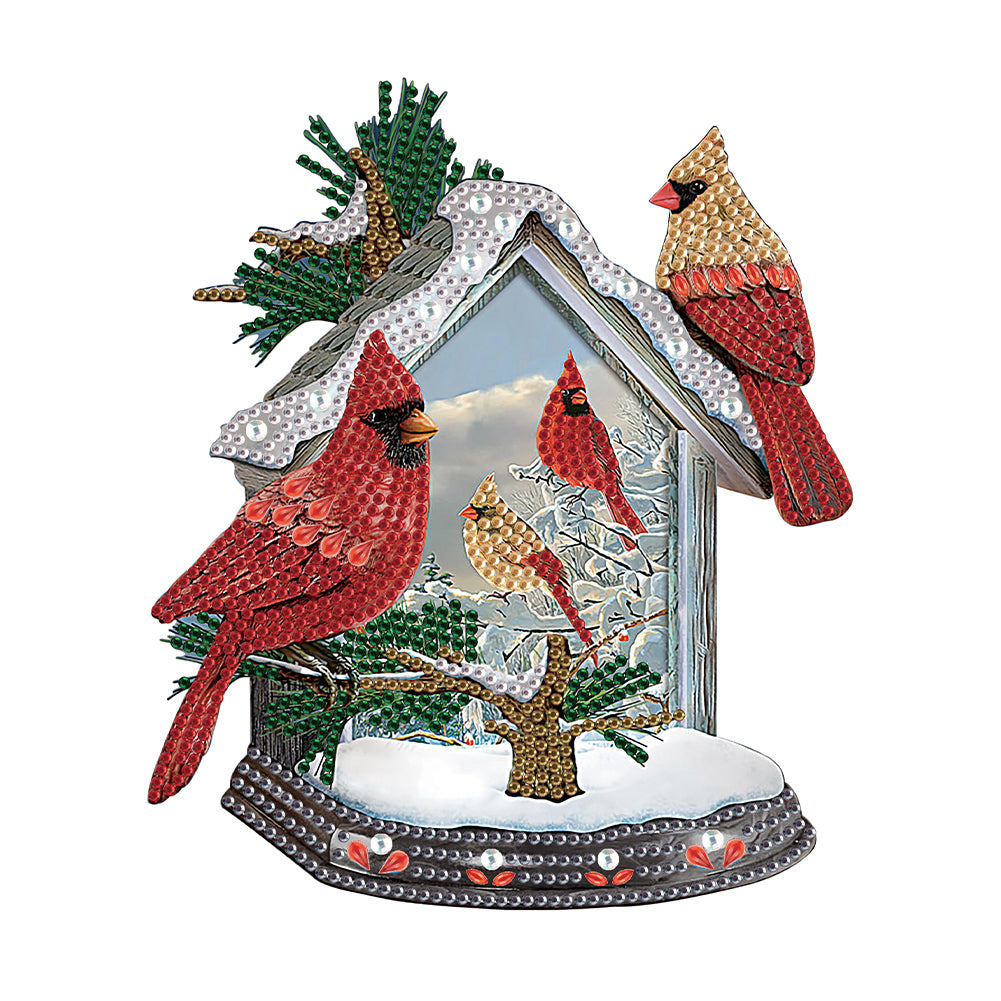 Christmas Cardinal 30*30CM (canvas) Partial Special-Shaped Drill Diamond Painting