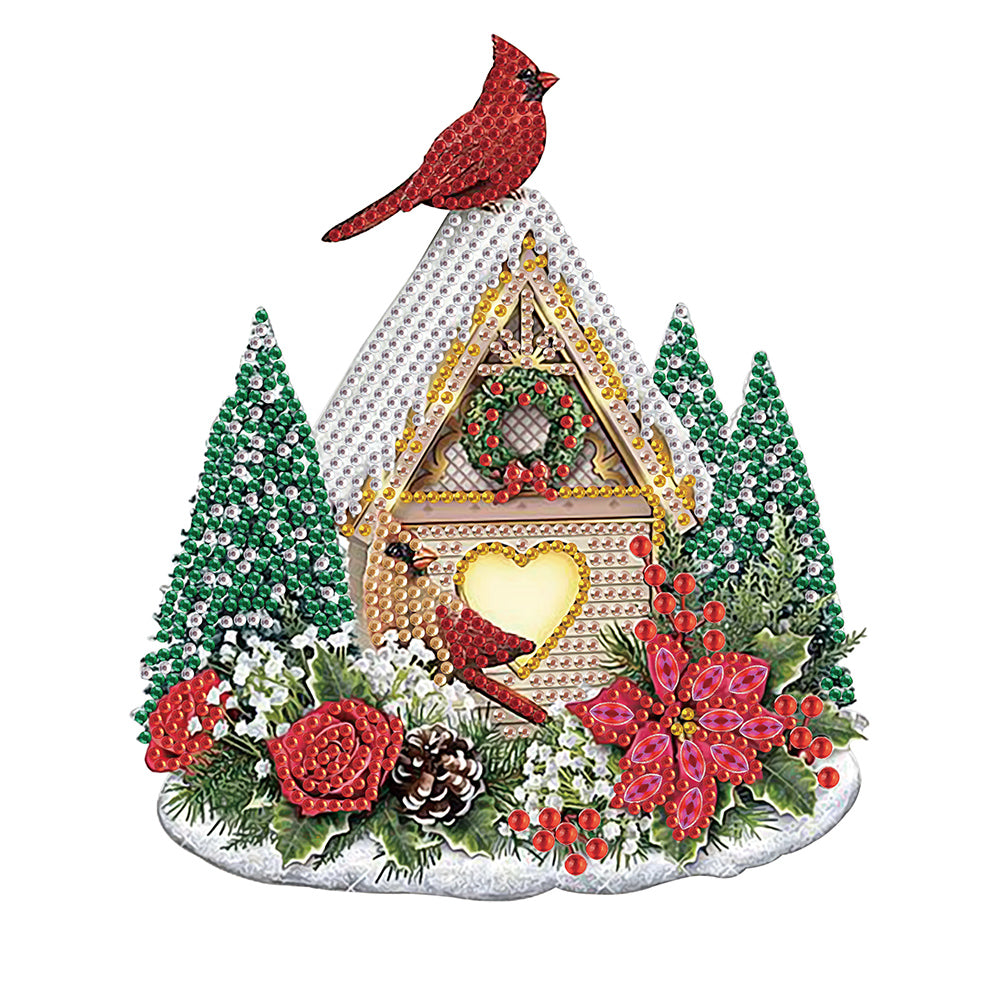 Christmas Cardinal 30*30CM (canvas) Partial Special-Shaped Drill Diamond Painting
