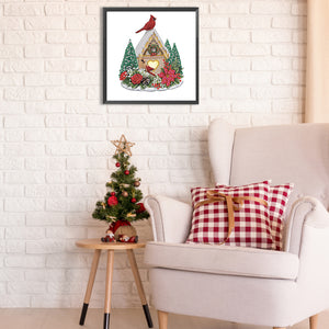 Christmas Cardinal 30*30CM (canvas) Partial Special-Shaped Drill Diamond Painting