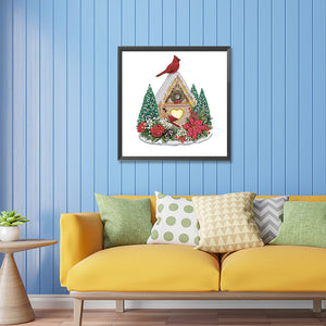 Christmas Cardinal 30*30CM (canvas) Partial Special-Shaped Drill Diamond Painting