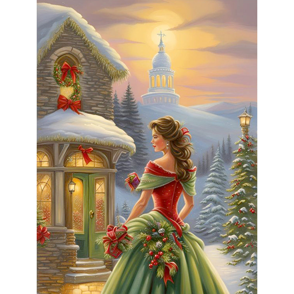 Santa Girl 30*40CM (canvas) Full Round Drill Diamond Painting