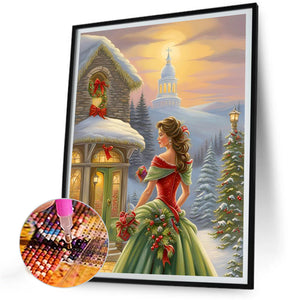 Santa Girl 30*40CM (canvas) Full Round Drill Diamond Painting