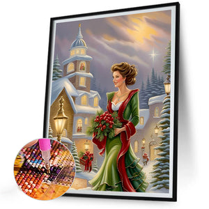 Santa Girl 30*40CM (canvas) Full Round Drill Diamond Painting