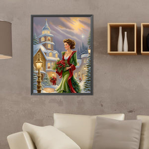 Santa Girl 30*40CM (canvas) Full Round Drill Diamond Painting