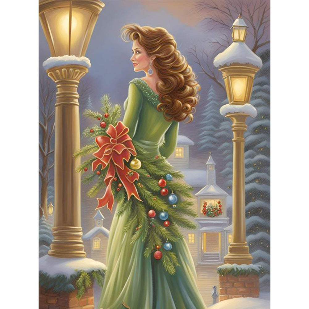 Santa Girl 30*40CM (canvas) Full Round Drill Diamond Painting