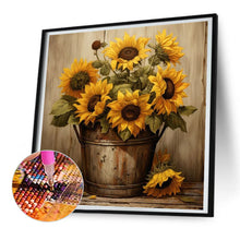 Load image into Gallery viewer, Iron Bucket Sunflower 30*30CM (canvas) Full Round Drill Diamond Painting
