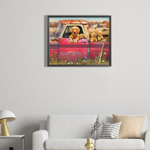 Puppy In Car 50*40CM (canvas) Full Square Drill Diamond Painting