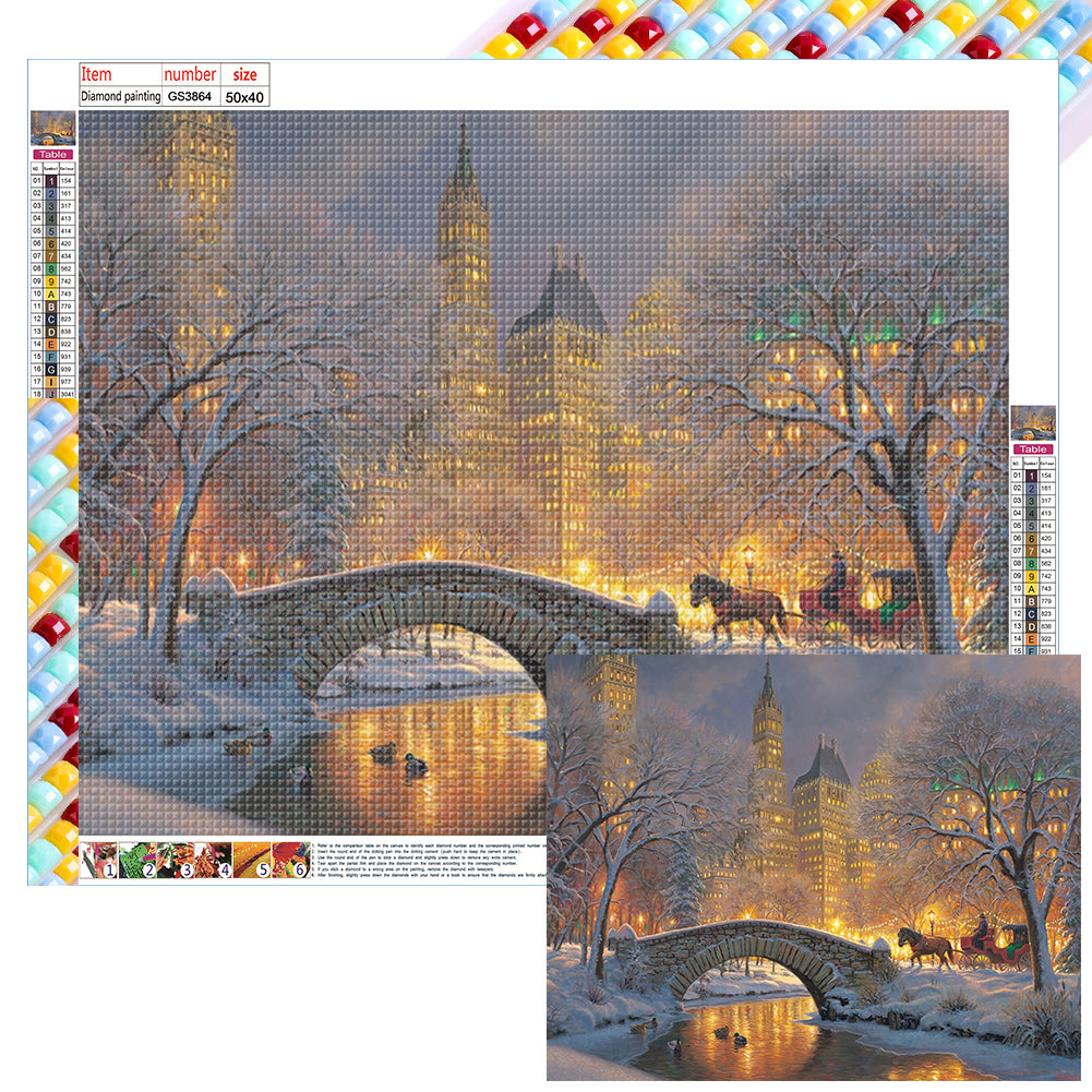 City Winter Scene 50*40CM (canvas) Full Square Drill Diamond Painting