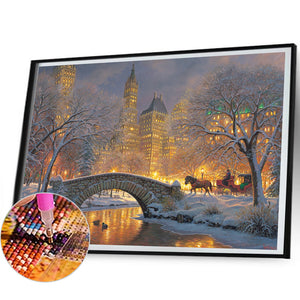 City Winter Scene 50*40CM (canvas) Full Square Drill Diamond Painting