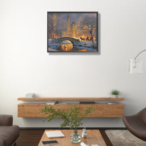 City Winter Scene 50*40CM (canvas) Full Square Drill Diamond Painting