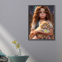 Load image into Gallery viewer, Girl Holding Kitten 45*60CM (canvas) Full Square Drill Diamond Painting

