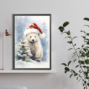 Christmas White Bear 40*60CM (canvas) Full Round Drill Diamond Painting