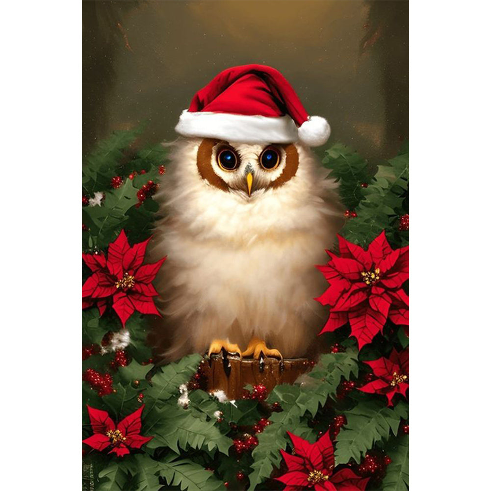 Christmas Owl 40*60CM (canvas) Full Round Drill Diamond Painting