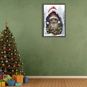 Christmas Baby Owl 40*60CM (canvas) Full Round Drill Diamond Painting