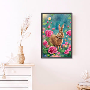 Rabbit In Flowers 40*60CM (canvas) Full AB Round Drill Diamond Painting