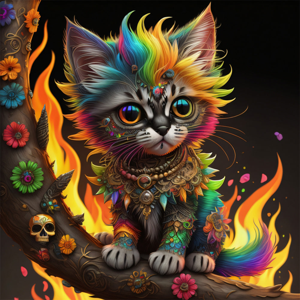 Cat 30*30CM (canvas) Full Round Drill Diamond Painting