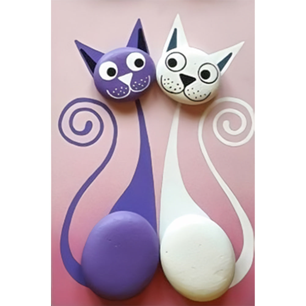 Cat 30*45CM (canvas) Full Round Drill Diamond Painting