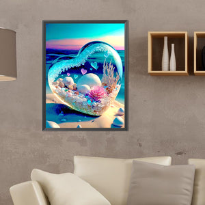 Dream Beach And Love Crystals And Flowers 30*40CM (canvas) Full Round Drill Diamond Painting