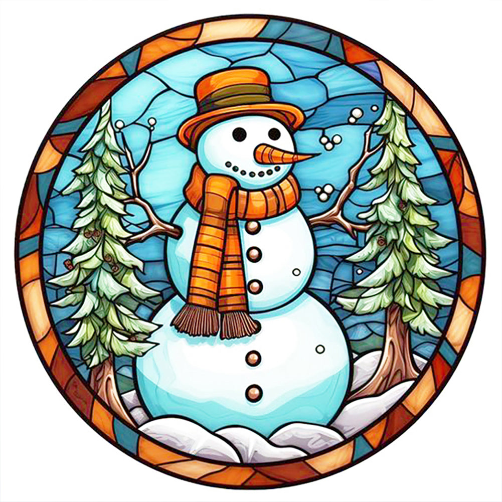 Winter Snowman 30*30CM (canvas) Full Round Drill Diamond Painting