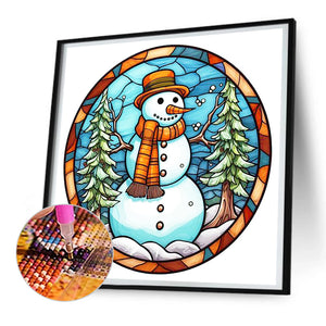 Winter Snowman 30*30CM (canvas) Full Round Drill Diamond Painting