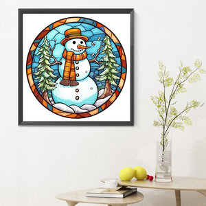 Winter Snowman 30*30CM (canvas) Full Round Drill Diamond Painting