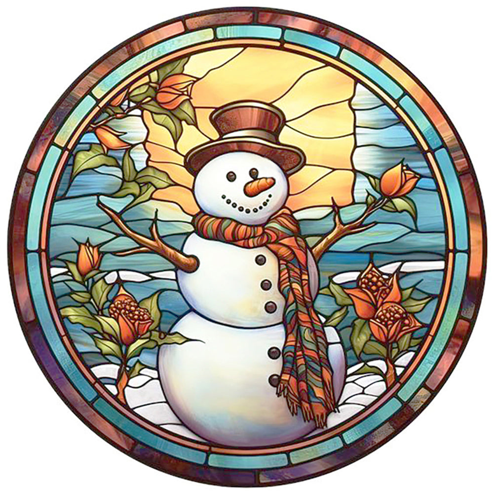 Winter Snowman 30*30CM (canvas) Full Round Drill Diamond Painting