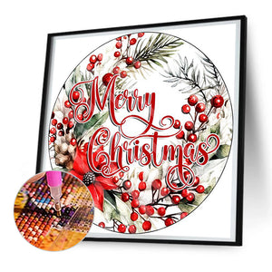 Merry Christmas To The Mistletoe 30*30CM (canvas) Full Round Drill Diamond Painting