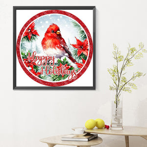 Merry Christmas Little Red Bird 30*30CM (canvas) Full Round Drill Diamond Painting