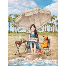 Load image into Gallery viewer, Girl Relaxing On The Beach 30*40CM (canvas) Full Round Drill Diamond Painting
