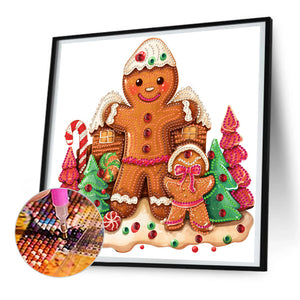 Christmas Gingerbread Cookie House 30*30CM (canvas) Partial Special-Shaped Drill Diamond Painting