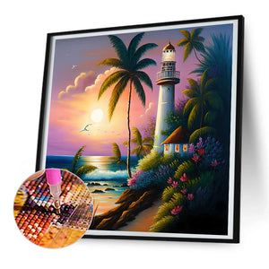 Seaside Lighthouse 30*30CM (canvas) Full Round Drill Diamond Painting
