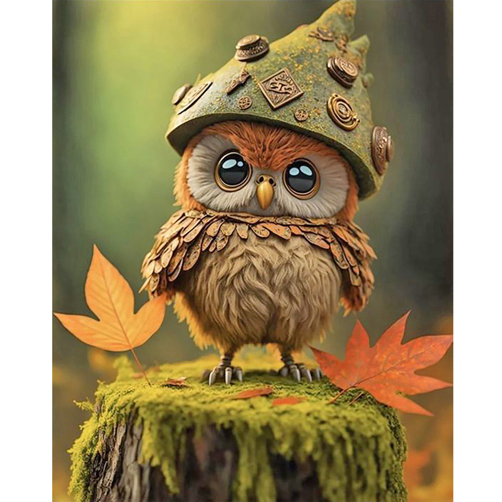 Baby Owl 40*50CM (canvas) Full Round Drill Diamond Painting