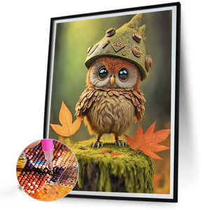 Baby Owl 40*50CM (canvas) Full Round Drill Diamond Painting