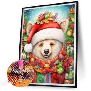 Christmas White Bear 40*50CM (canvas) Full Round Drill Diamond Painting