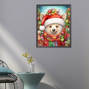 Christmas White Bear 40*50CM (canvas) Full Round Drill Diamond Painting