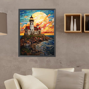 Island Lighthouse 30*40CM (canvas) Full Round Drill Diamond Painting